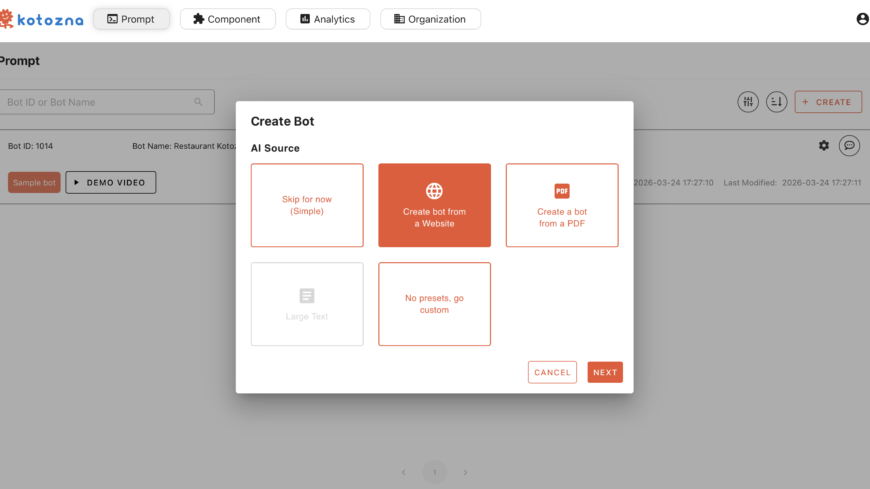 Kotozna Enhances TPG 2.0 with "One-Click" Creation of "High-Accuracy" AI Chatbots from PDFs and Websites